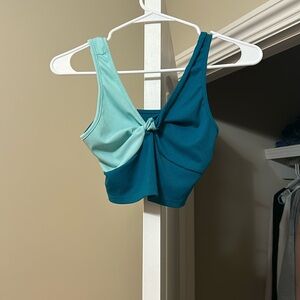 Scrunched middle multicolored blue crop top